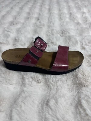Sandalias Naot Ashley Shoes 38 Rojo Cereza Charol Estrás Cuña Deslizables Foto 1 de 4