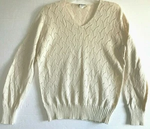 Vintage Size L Cuddle Knit Pull Over Cream Sweater Orlon 100% Cotton - Picture 1 of 6