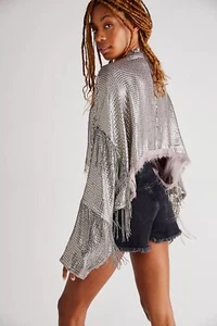 Chaqueta con flecos de lentejuelas Free People Sea Urchin encogiéndose de hombros-XL-$368 - Imagen 1 de 5