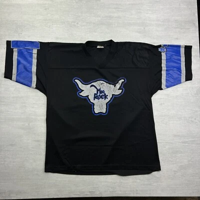 Винтажная мужская футболка The Rock Bull XXL черная синяя номер 1 электрифицирующая сетка WFF - Изображение 1 из 4