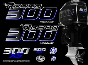 Mercury Racing 300xs Outboard Set Decal / Stickers M-300-XS /Grey & Blue Color - Picture 1 of 2