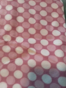 Fabric Pink And White Dots Fleece 40 L X 60 W Multicolor - Picture 1 of 2