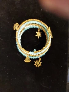 2 Modern Bracelets With Blue Beads & Crystals. 1 Is Wraparound, 1 Alex &Ani - Picture 1 of 6
