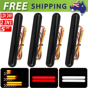 4X 5" LED Tail Lights DRL Truck Trailer Indicator Amber Flowing Turn Signal 2IN1 - Picture 1 of 20