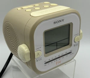 Sony Dream Machine Reloj Despertador Doble Radio AM/FM ICF-C180 Probado - Beige - Imagen 1 de 12
