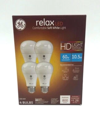 GE Lighting Relax LED Comfortable Soft White Lightbulbs 4 Pack 10.5W 800 Lumens - Image 1 of 4