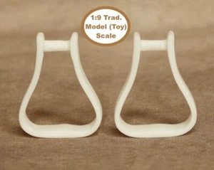 HORSING AROUND Traditional 1:9 Model Horse Scale WESTERN STIRRUPS - White Resin - Picture 1 of 3