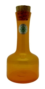 Takahashi Glass Hand Blown Orange Round Bottle with Cork Labeled Japan Vintage - Picture 1 of 9