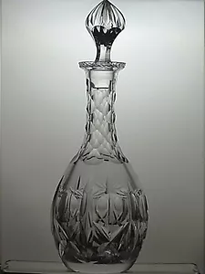 Brierley Hill Crystal"Cross & Hollow" Cut Wine Round Decanter 15 1/2" - 15A - Picture 1 of 5