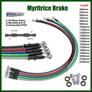 59.05" M10 0° 0° Motorcycle Brake Clutch Oil Hose Line Pipe Braided Hydraulic - Picture 1 of 7