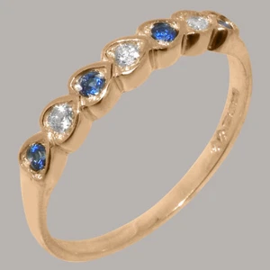 Solid 9ct Rose Gold Natural Diamond & Sapphire Womens Eternity Ring - Picture 1 of 5