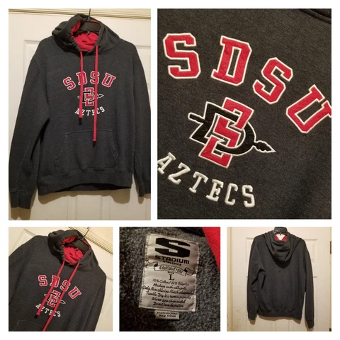 San Diego State Aztecs Hoodie Mens Large Gray Pullover Sweatshirt Stitched NCAA Cover