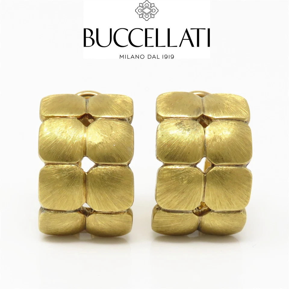 NYJEWEL Mario Buccellati Italy Gold Huggie Clip On Earrings Original Pouch - Image 1 of 1