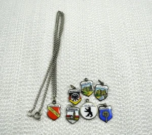 7 Vintage Deutsche Reise Tourist Charms für Halskette oder Armband 800 REU Silber - Bild 1 von 5
