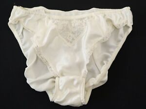 Victoria's Secret VINTAGE 80s 90s Polyester Lace Satin Bridal Brief Panty MEDIUM