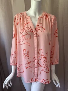 Neu NYDJ Damen Pfirsich 3/4 Arm Top Größe M - Bild 1 von 5