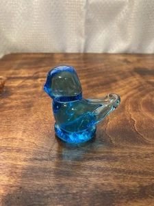 1993 Signed Ron Ray Blue Glass Bird Figurine Art Glass Sculpture Vintage 2 in T - Picture 1 of 8