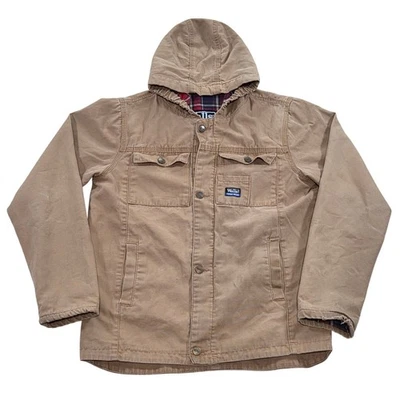 Walls Tough Wear Youth X Large 16 18 Tan Canvas Hooded Flannel Lined Work Jacket - Image 1 of 4