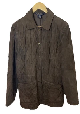 Brooks Brothers Brown Suede Diamond Quilted Riding Equestrian Collared Jacket 10 - Image 1 of 4