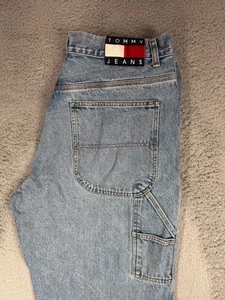 Vintage Tommy Hilfiger Jeans Men's Loose Fit Carpenter Size 34x30 Light Wash - Picture 1 of 8