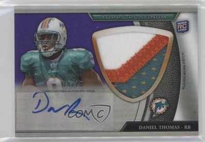 2011 Platinum Purple Refractor Rookie /25 Daniel Thomas RPA Jumbo Patch Auto RC - Image 1 of 2