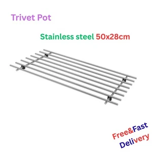Stainless Steel Trivet Pot Pan Worktop Saver Stand Rack Heat Resistance 50x28cm - Picture 1 of 4