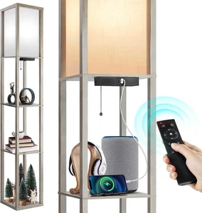 Lampe mit Ablagen, LED Säule moderne Stehlampe mit USB & Typ C Anschluss, 3 Farben - Bild 1 von 7