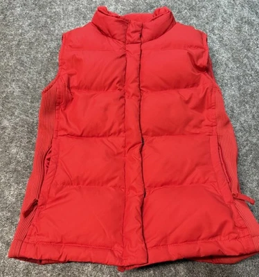 Chaleco para mujer Gap M rojo plumón acolchado bolsillos cremallera completa forrado panel acanalado Foto 1 de 4