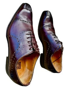 Oxford Ugo Vasare in pelle marrone punta a cappuccio US 13 / EU 46 con borse, scatola originale - Foto 1 di 12