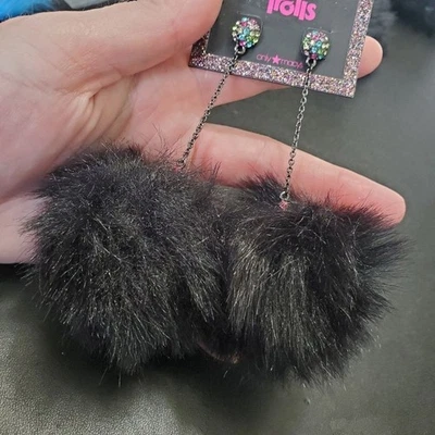 Betsey Johnson Trolls black puff earrings - Image 1 of 4
