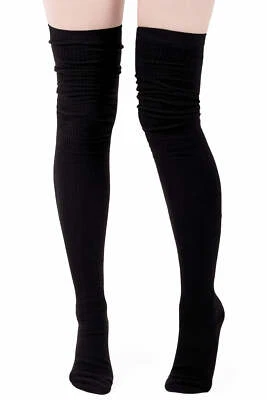 Killstar Zoey Extra Long Thigh High Ribbed Sexy Gothic Punk Socks KSRA000433 - Image 1 of 3