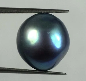 Natural Tahitian Grayish Black South Sea Pearl 6.45 Ct Round Gemstone E3642 - Picture 1 of 9