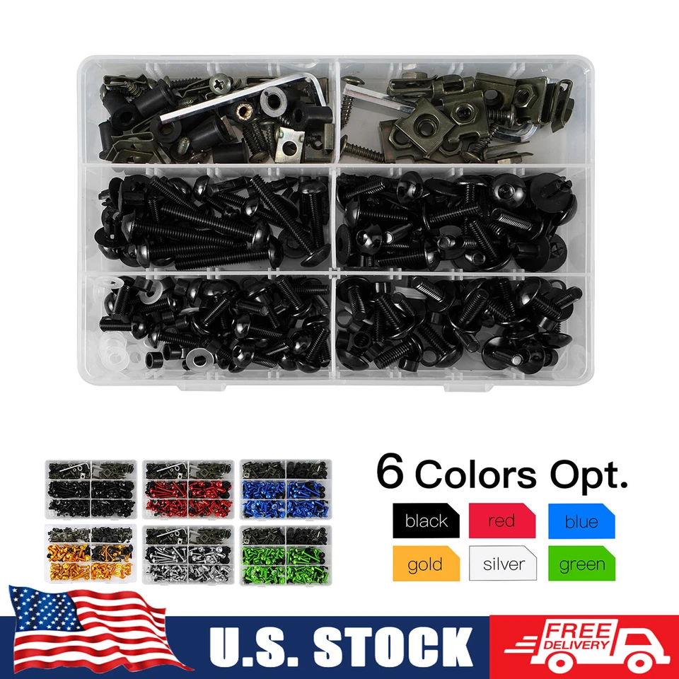 Kit de pernos de carenado de 253 piezas caja más grande para Kawasaki Ninja 1000-300CC ZX6R ZX7R ZX9R Foto 1 de 4
