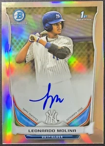 2014 #bcap-lm Leonardo Molina 1st Bowman Chrome 478/500 Refractor Prospect Auto - Picture 1 of 3