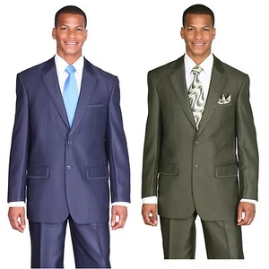 Traje para hombre Elagant Lana Feel 2 botones chaqueta 32" con pantalones delanteros planos 57021K - Imagen 1 de 10
