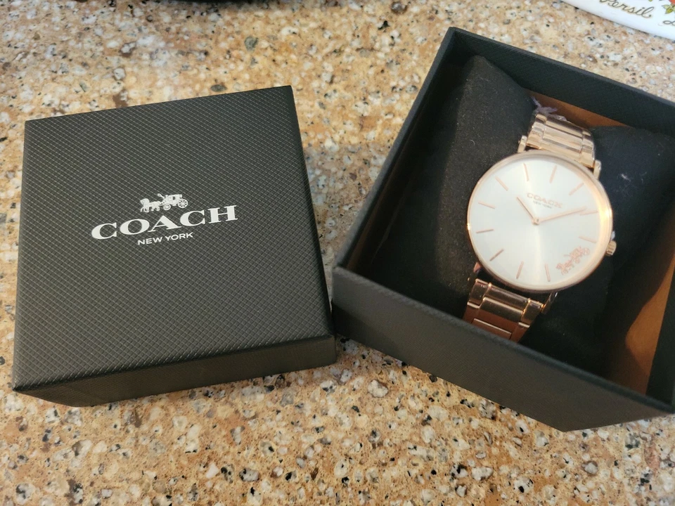 COACH Perry Quartz Silver Dial Rose Gold Tone Ladies Watch 14503576