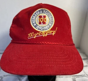 Vintage Nebraska Cornhuskers Corduroy Embroidery Hat Cap Leather Strap - Picture 1 of 15