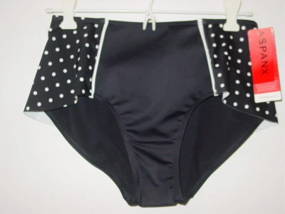 Spanx Black White Polka Dot Bikini Bottoms Skirted Back Shaping Swim-6-$78. NEW - Image 1 of 4