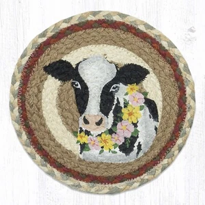 Trivets (Set of 2) Cow Braided 10 inch Jute Round Tablemats Farmhouse Decor - Picture 1 of 1