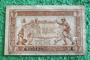 FRANCIA - 1 FRANCO - TESORERÍA AUX ARMEES - BILLETE MILITAR DE LA PRIMERA GUERRA MUNDIAL ¡BONITO!¡! - Imagen 1 de 3
