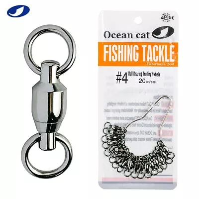 OCEAN CAT Ball Bearing Trolling Swivel Snaps Stainless Steel Nickel Doulock Fish - Image 1 of 4