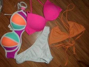 VS Victoria's Secret swim bikini bathing suit ~ small bottom & 2 tops Push UP - Picture 1 of 8