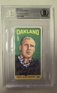 Fred Biletnikoff 1965 Topps Rookie Card Signed HOF MVP Beckett Auto 10 Raiders - Picture 1 of 5