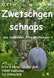 Zwetschgenschnaps 40 % Obstbrand 5x 0,7l Literpreis 17,20 - Bild 1 von 1