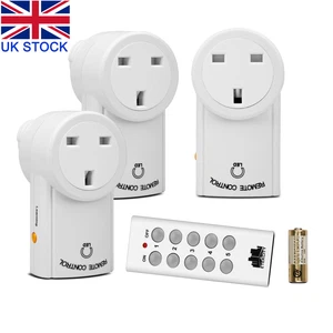 Remote Control Sockets Wireless Switch Mains UK Plug Programable 3 Pack 1 Remote - Picture 1 of 7