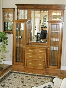Antique Oak Dining Room China Cabinet Bookcase - Picture 1 of 5