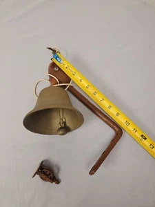 Vintage Wall Mount Brass Bell w/pulley 5 1/2 inch B111 - Picture 1 of 11