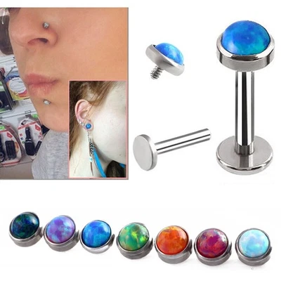 Bisel de ópalo Labret triple piercing hélice delantera pendiente tachuelas de cartílago Tragus✔ Foto 1 de 4
