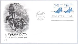#2135 DOG SLED 1920' TRANSPORTATION SERIES STAMP FIRST DAY OF ISSUE ARTCARFT FDC - Picture 1 of 1