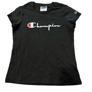 T-shirt Champion nera ragazza grande logo manica corta casual top - Foto 1 di 8